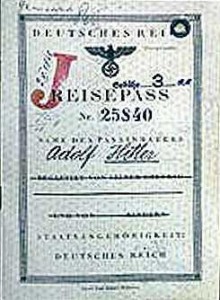 Обложка паспорта А. Гитлера.